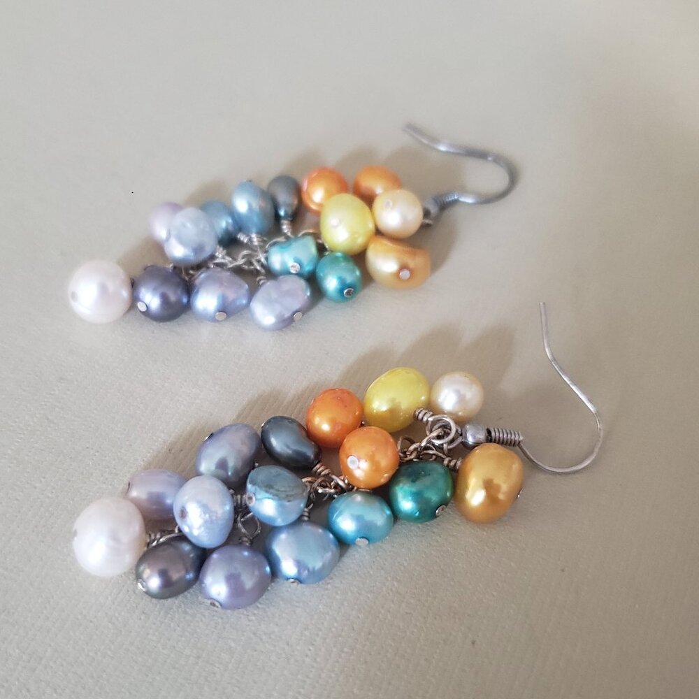OOAK Kriaytions Partly Sunny Pearl Earrings NEW